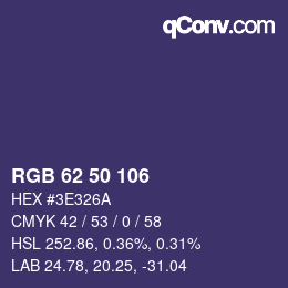 カラーコード: RGB 62 50 106 | qconv.com