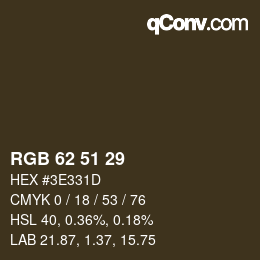 颜色代码: RGB 62 51 29 | qconv.com