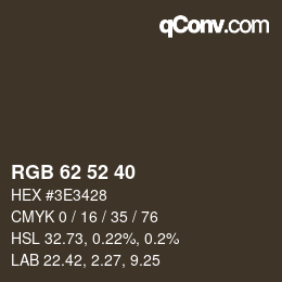 Código de color: RGB 62 52 40 | qconv.com