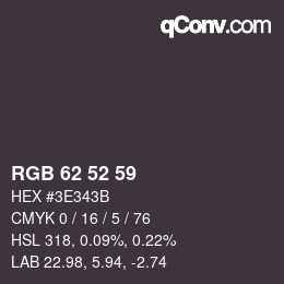 カラーコード: RGB 62 52 59 | qconv.com