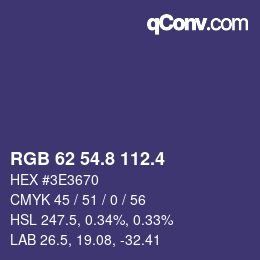 カラーコード: RGB 62 54.8 112.4 | qconv.com