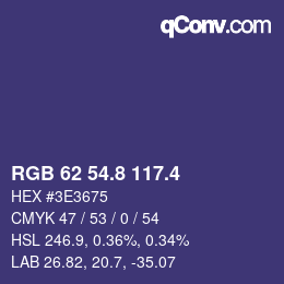 カラーコード: RGB 62 54.8 117.4 | qconv.com