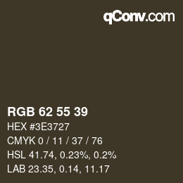 カラーコード: RGB 62 55 39 | qconv.com