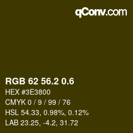 カラーコード: RGB 62 56.2 0.6 | qconv.com