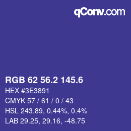 カラーコード: RGB 62 56.2 145.6 | qconv.com