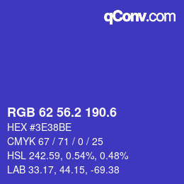 カラーコード: RGB 62 56.2 190.6 | qconv.com