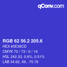 カラーコード: RGB 62 56.2 205.6 | qconv.com