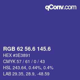 カラーコード: RGB 62 56.6 145.6 | qconv.com