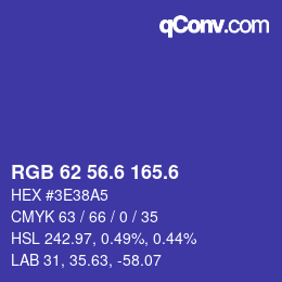カラーコード: RGB 62 56.6 165.6 | qconv.com