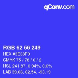 カラーコード: RGB 62 56 249 | qconv.com