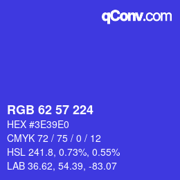 Color code: RGB 62 57 224 | qconv.com