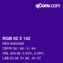 Color code: RGB 62 5 142 | qconv.com