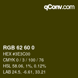 颜色代码: RGB 62 60 0 | qconv.com