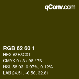 カラーコード: RGB 62 60 1 | qconv.com