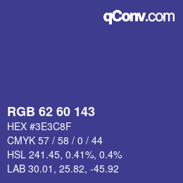 カラーコード: RGB 62 60 143 | qconv.com