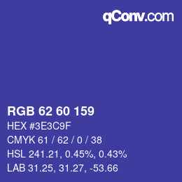 颜色代码: RGB 62 60 159 | qconv.com