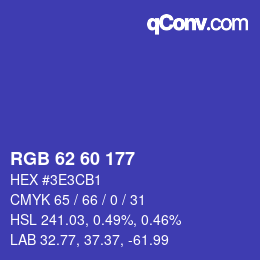 カラーコード: RGB 62 60 177 | qconv.com