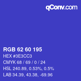 颜色代码: RGB 62 60 195 | qconv.com