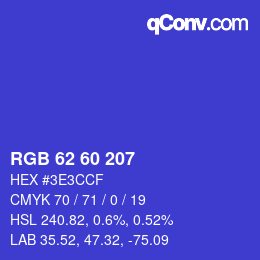 カラーコード: RGB 62 60 207 | qconv.com