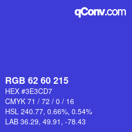 カラーコード: RGB 62 60 215 | qconv.com