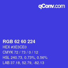 カラーコード: RGB 62 60 224 | qconv.com