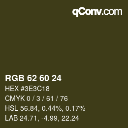 カラーコード: RGB 62 60 24 | qconv.com