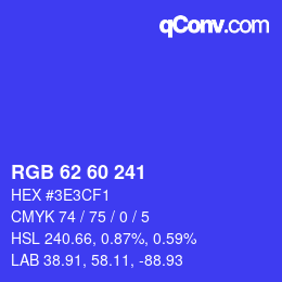 Color code: RGB 62 60 241 | qconv.com