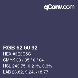 カラーコード: RGB 62 60 92 | qconv.com