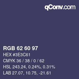 カラーコード: RGB 62 60 97 | qconv.com