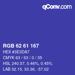 Color code: RGB 62 61 167 | qconv.com