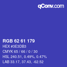 颜色代码: RGB 62 61 179 | qconv.com