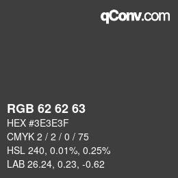 颜色代码: RGB 62 62 63 | qconv.com
