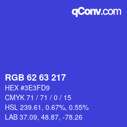 Color code: RGB 62 63 217 | qconv.com