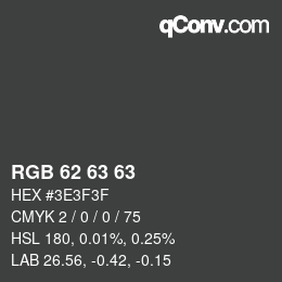 Color code: RGB 62 63 63 | qconv.com