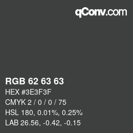 カラーコード: RGB 62 63 63 | qconv.com