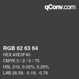 カラーコード: RGB 62 63 64 | qconv.com