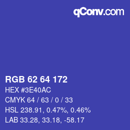カラーコード: RGB 62 64 172 | qconv.com