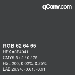 Farbcode: RGB 62 64 65 | qconv.com