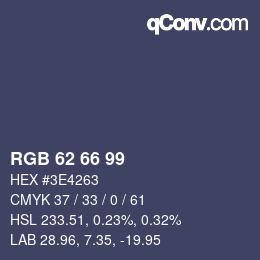 Color code: RGB 62 66 99 | qconv.com