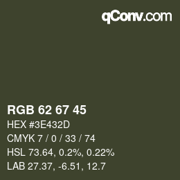 Code couleur: RGB 62 67 45 | qconv.com