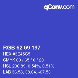 Color code: RGB 62 69 197 | qconv.com