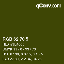 Color code: RGB 62 70 5 | qconv.com