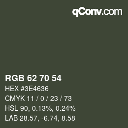 颜色代码: RGB 62 70 54 | qconv.com