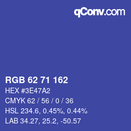 Color code: RGB 62 71 162 | qconv.com