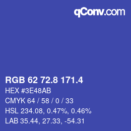 カラーコード: RGB 62 72.8 171.4 | qconv.com