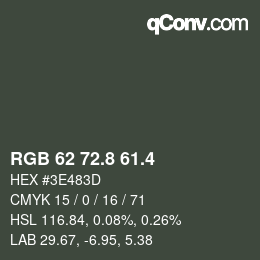 カラーコード: RGB 62 72.8 61.4 | qconv.com