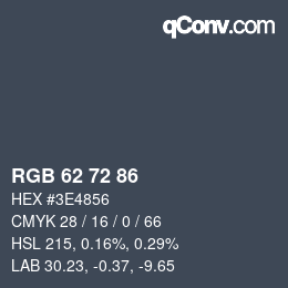 Color code: RGB 62 72 86 | qconv.com