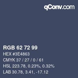 Color code: RGB 62 72 99 | qconv.com