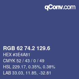 カラーコード: RGB 62 74.2 129.6 | qconv.com
