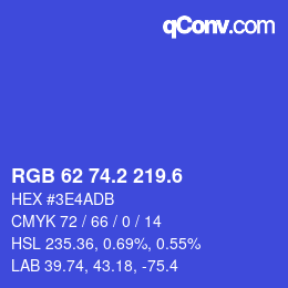 カラーコード: RGB 62 74.2 219.6 | qconv.com